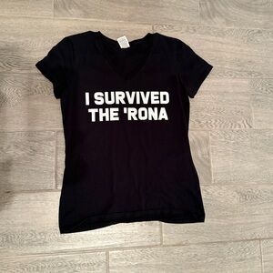 Fruit of the Loom Black Tee with Bold White Text